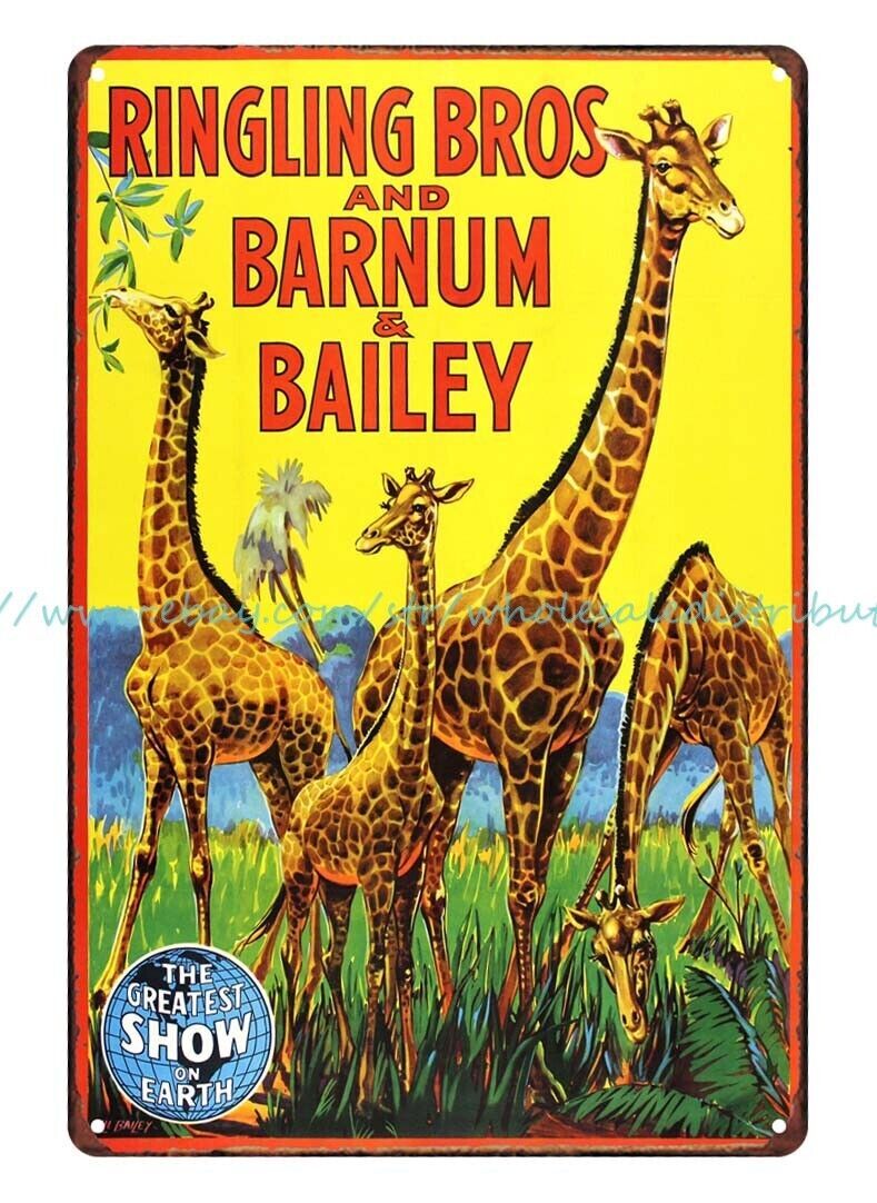 CIRCUS RINGLING BROS BARNUM AND BAILEY metal tin sign room plaque
