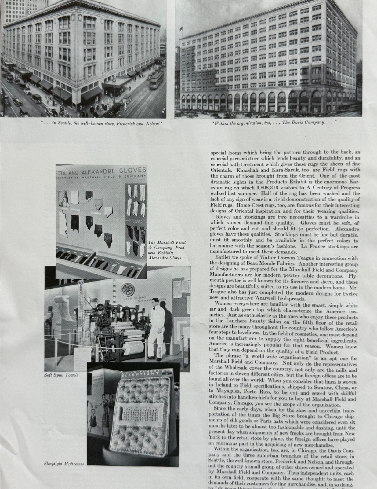 1934 Marshall Field & Company 1933 Chicago Worlds Fair Magazine Catalog