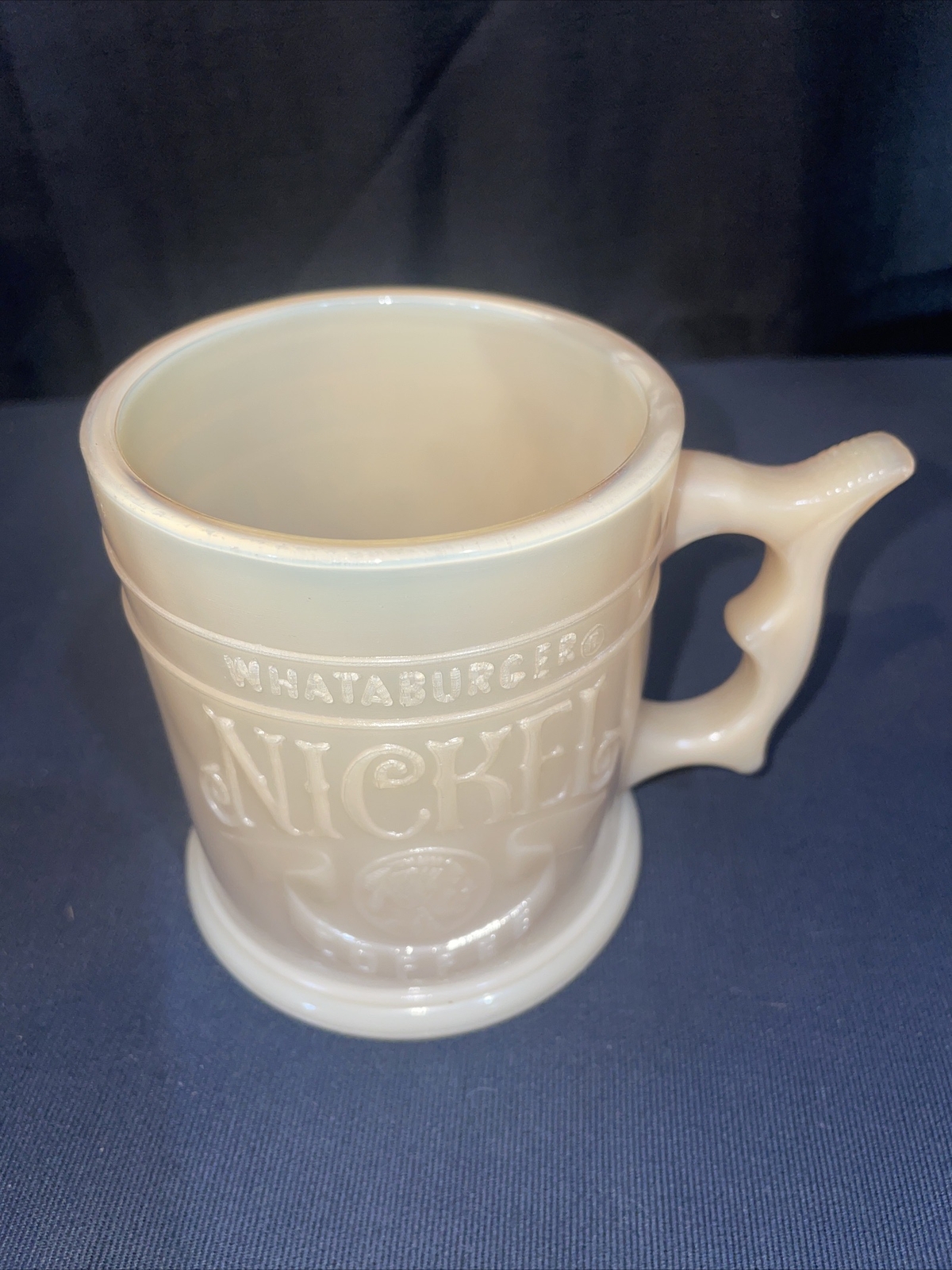 Vintage Cream Color Whataburger Indian Head Nickel Coffee Mug 1983