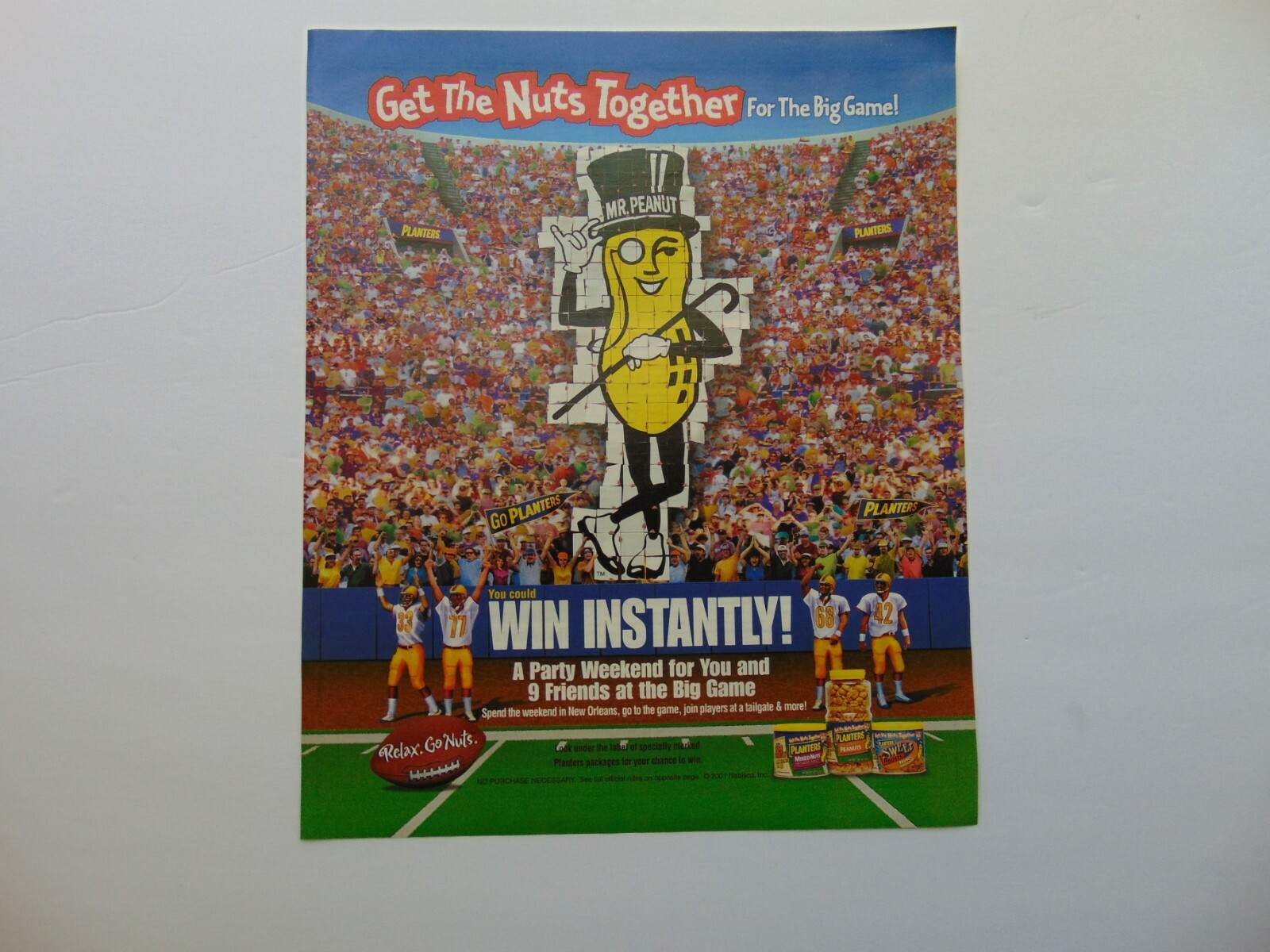 2001 PLANTERS MR. PEANUT Get The Nuts Together For The Big Game print ad