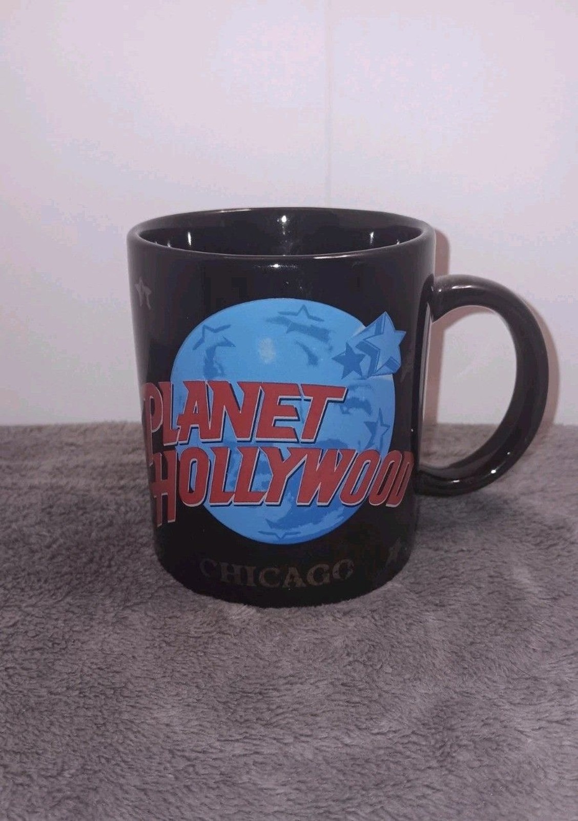 Planet HollyWood Chicago Coffee Cup/Mug Black With White Speckled