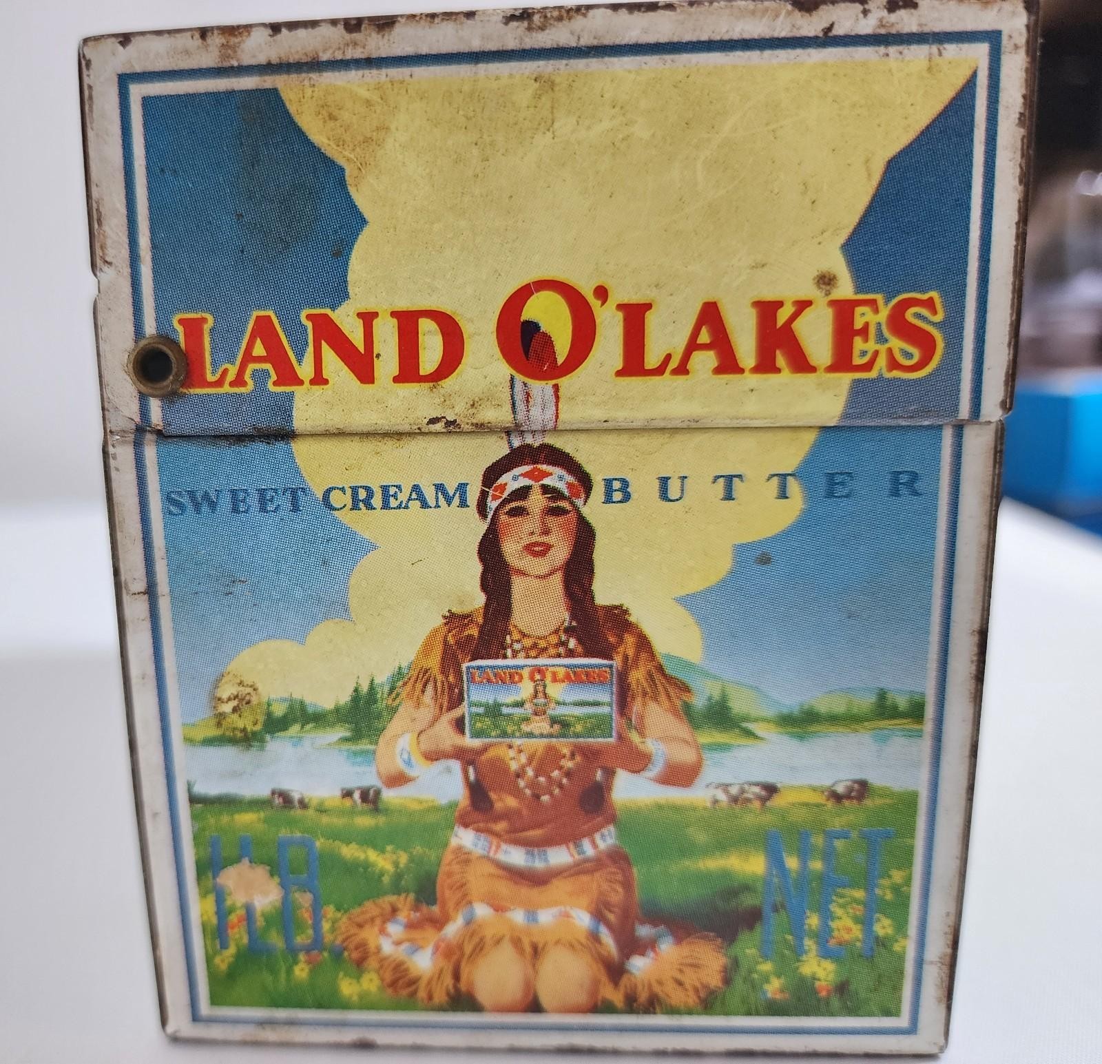 Vintage Land O’Lakes Sweet Cream Butter Tin Recipe Box Advertising Storage Tin