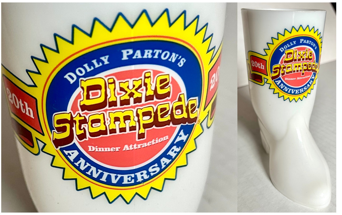 Cool boot-shaped mug w/handle Dolly Parton’s Dixie Stampede 20th Anniversary