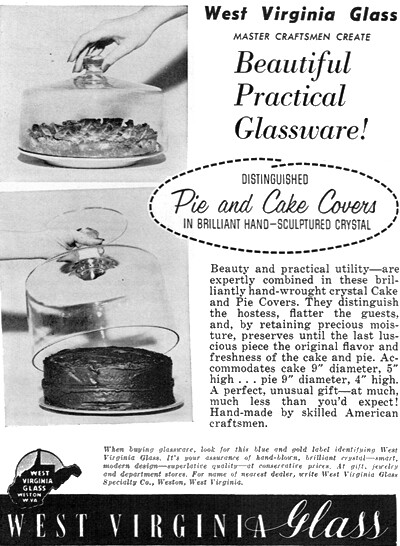 West Virginia Glass Crystal Pie and Cake Covers Glassware 1961 Magazine Print Ad