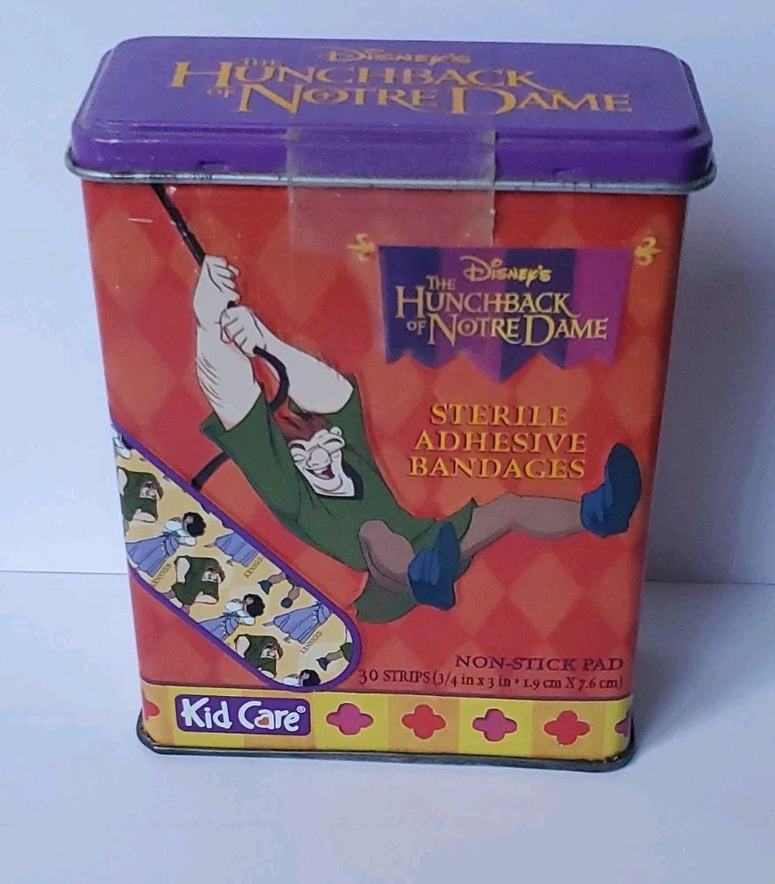 Vintage Disney Hunchback of Notre Dame Bandages Tin Kid Care Band-Aids SEALED