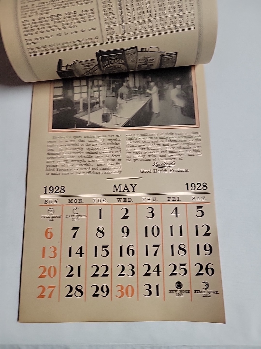 RARE 1928 RAWLEIGH’S CALENDAR, ALMANAC AND CATALOG WALL ADVERTISING VINTAGE