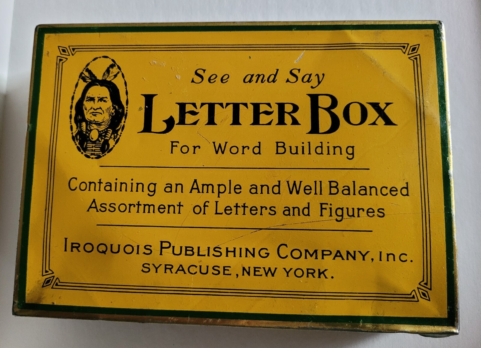 Old Metal See And Say Letter Box Iroquois Publishing Company Native American