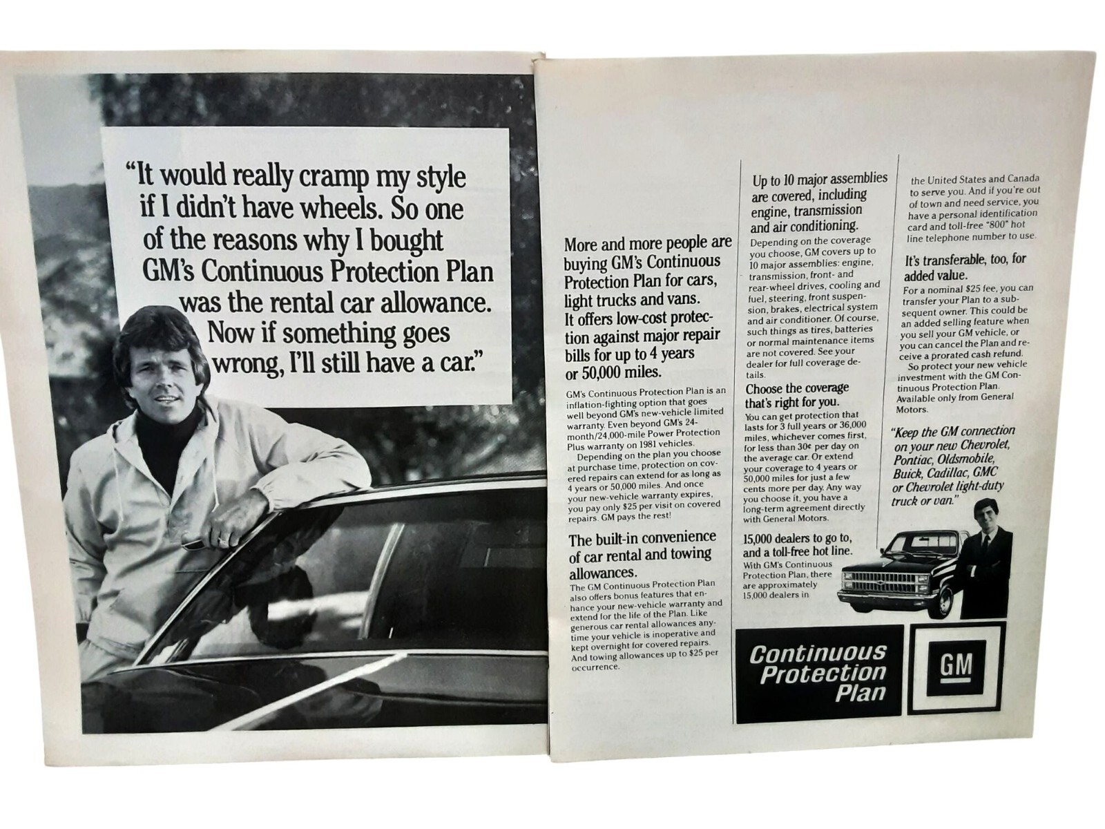 1981 GM Protection Plan Ad – Vintage Auto Warranty Print Chevrolet Pontiac