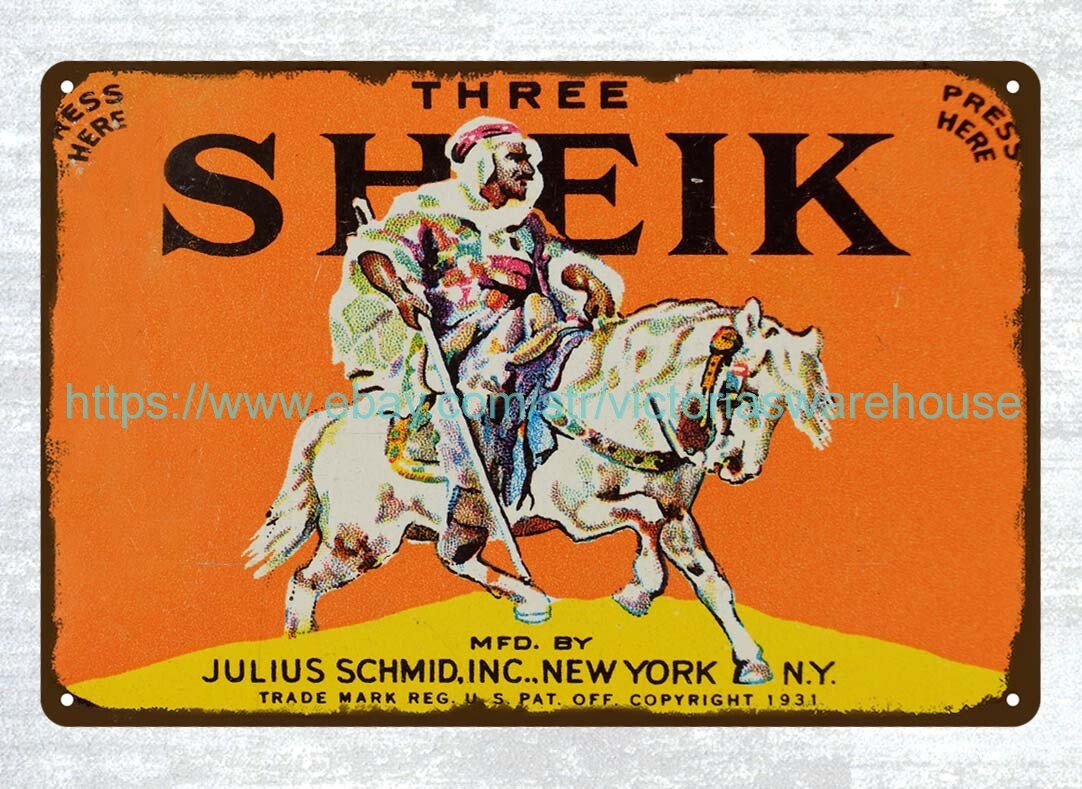 1931 Sheik Condoms metal tin sign outside garage decorating ideas