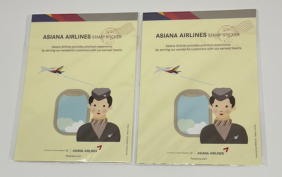 Asiana Airlines Promotional 2 Notepads Asiana 380, 2 Notepads, 2 Stamp Stickers