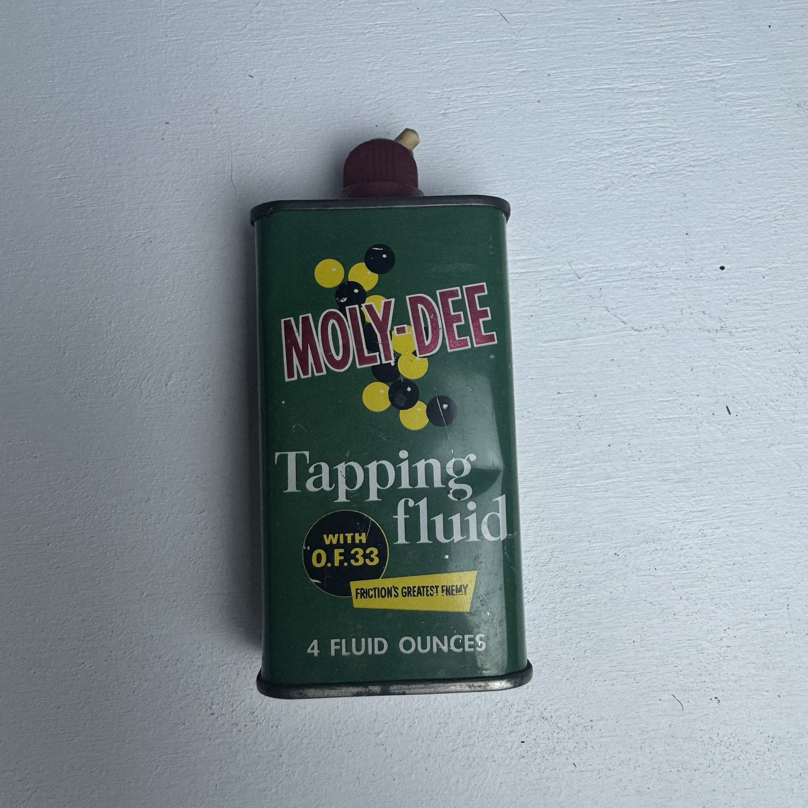 VTG MOLY-DEE TAPPING FLUID OIL CAN WITHROW CO 4 OZ USA TIN GAS OIL
