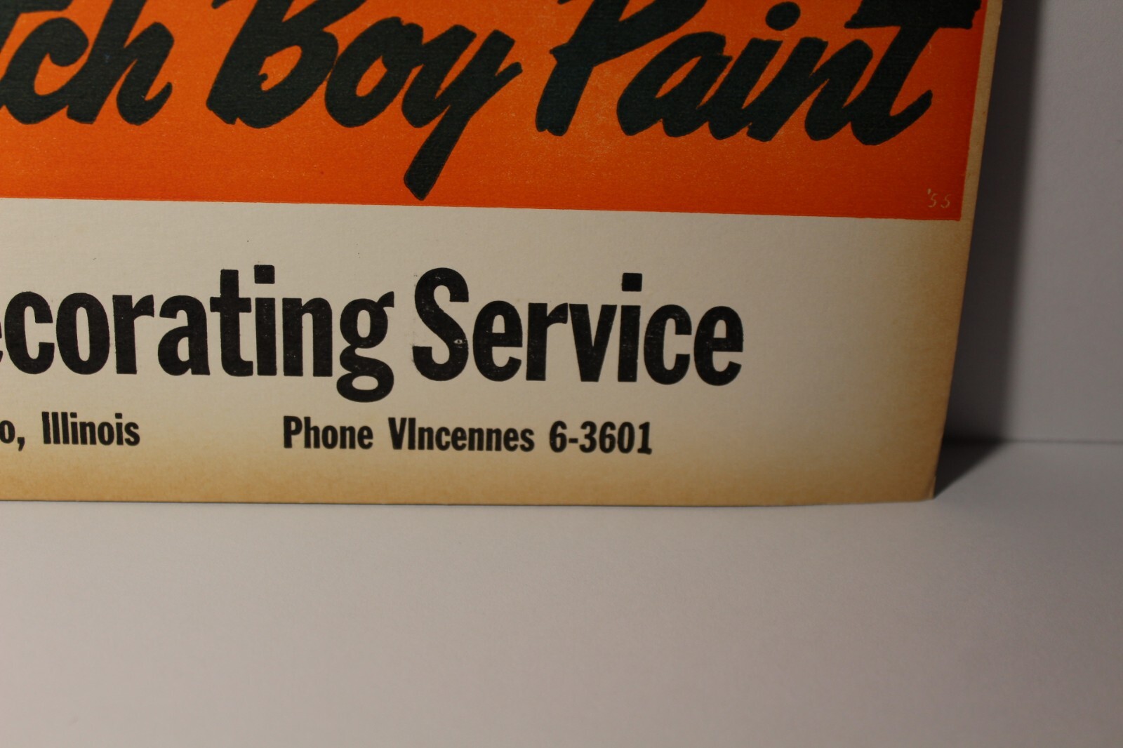 1950s Old Vintage Dutch Boy Paint Advertising Sign Chicago Illinois Phone 6-3601
