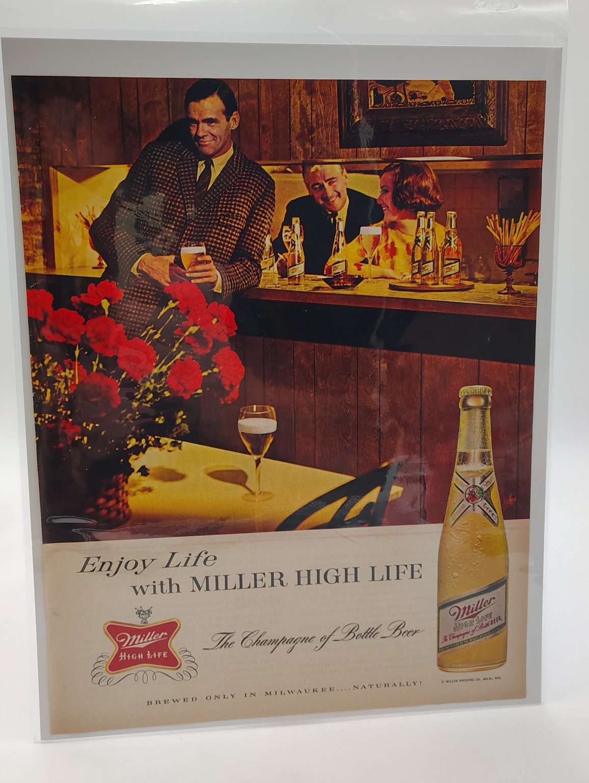VTG 10×13 Miller High Life Magazine Ad 1960s Beer “The Champagne of Bottle Beer”