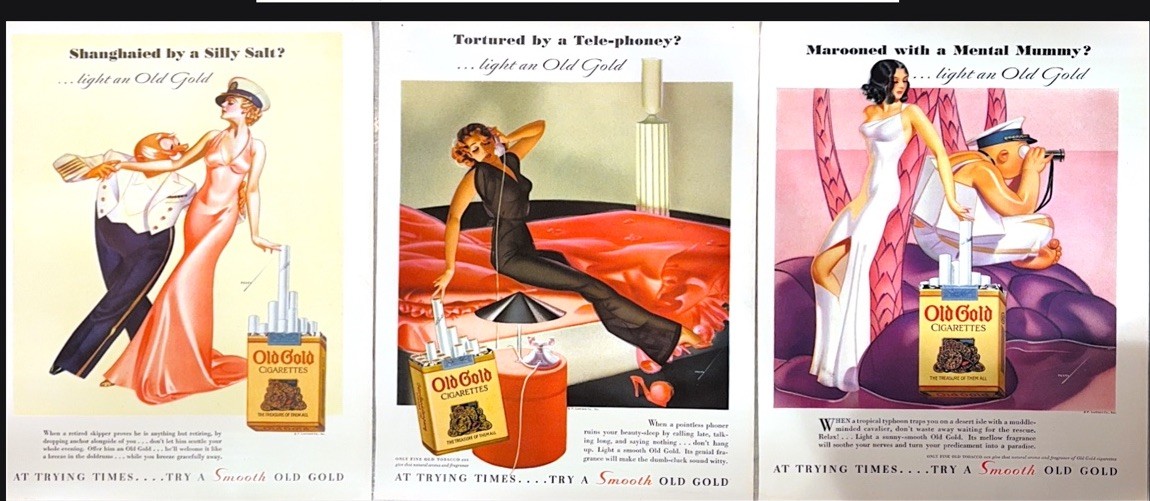 Vintage Old Gold Cigarettes 1935 Magazine Ad Trio