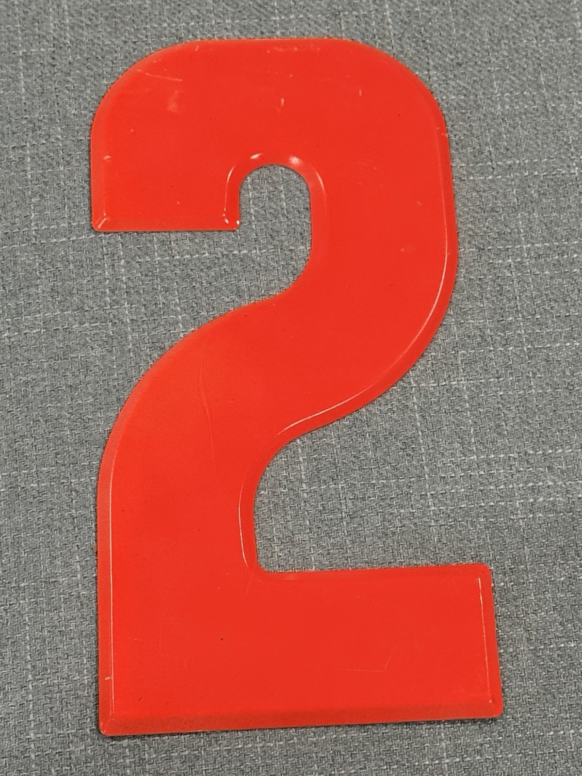 Vintage Commander-Board Metal Number 2 For Marquee Sign Painted Orange 10″ x 5″