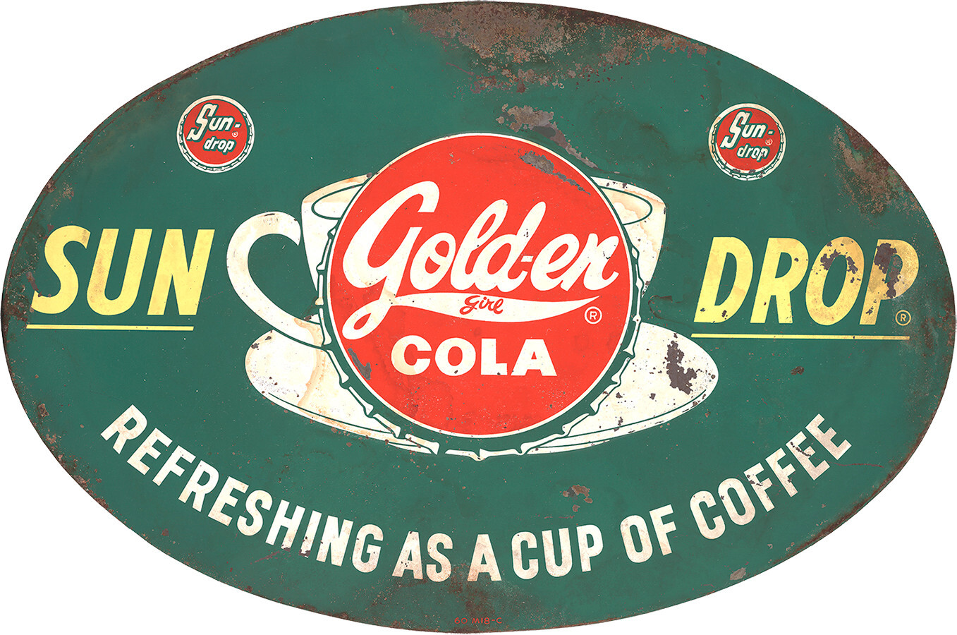 SUN DROP GOLD-EN GIRL COLA ADVERTISING METAL SIGN