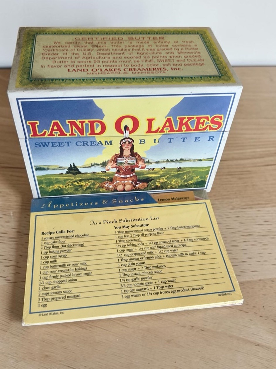 Vintage Land O’Lakes Sweet Cream Butter Metal Recipe Box With Dividers Recipes