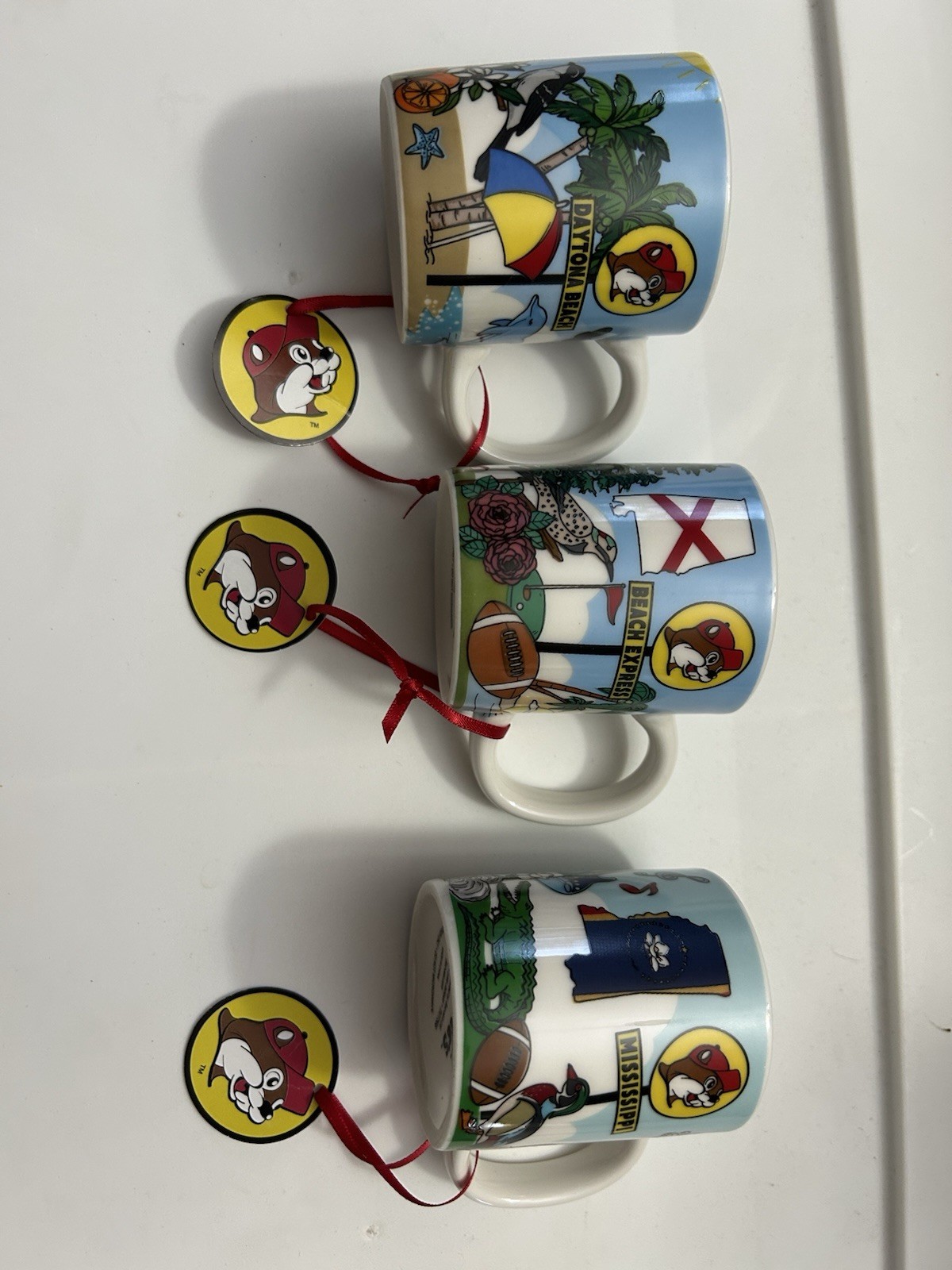 Buc-ee’s Mini Coffee Mug -Lot Of 3 different Locations – 2.5 x 2 Inches -New