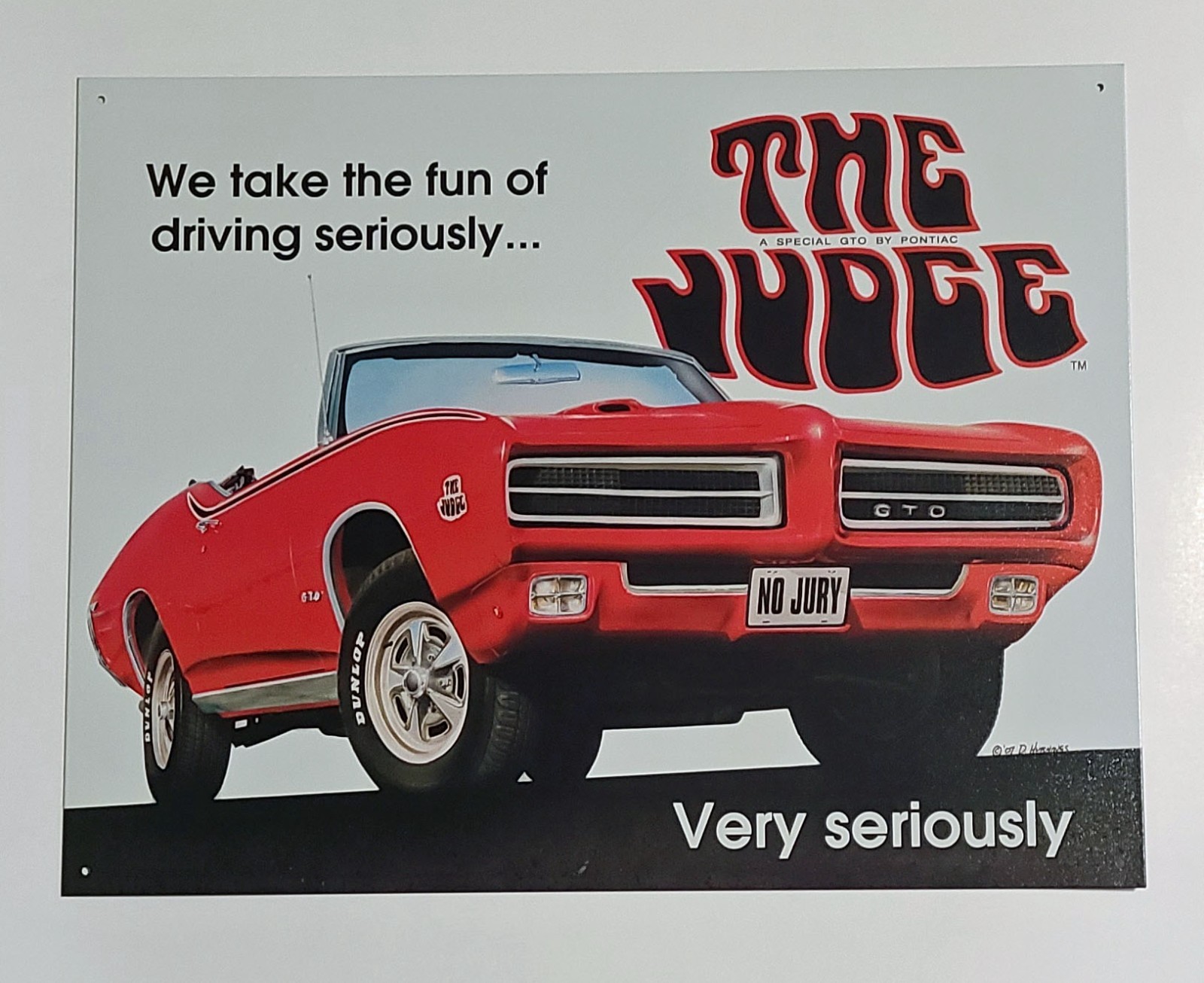 1969 GM General Motors Pontiac GTO The Judge Red Convertible Tin Sign 16×12.5