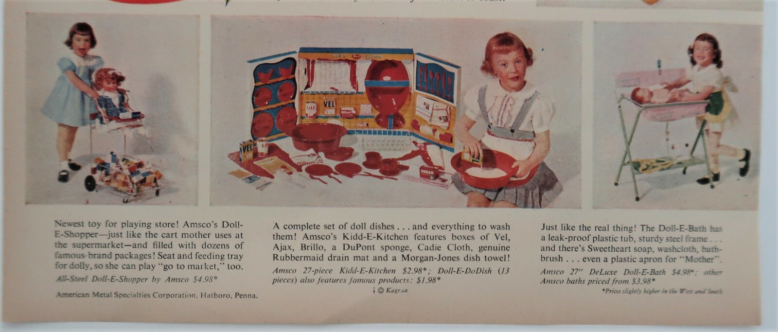 1953 Amsco Doll E Toys Kidd E Toys Advertisment