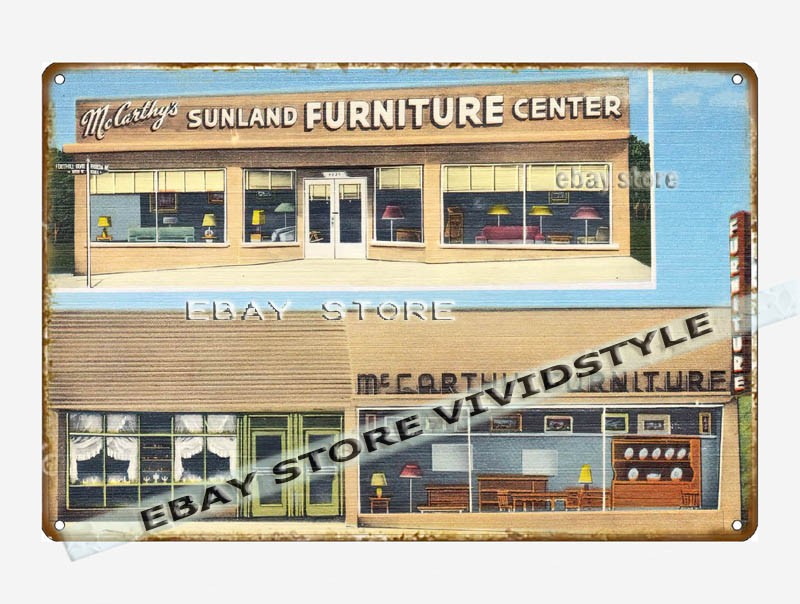 tin sign 1930s-40s McCarthy Furniture 7220 Foothill Tujunga California