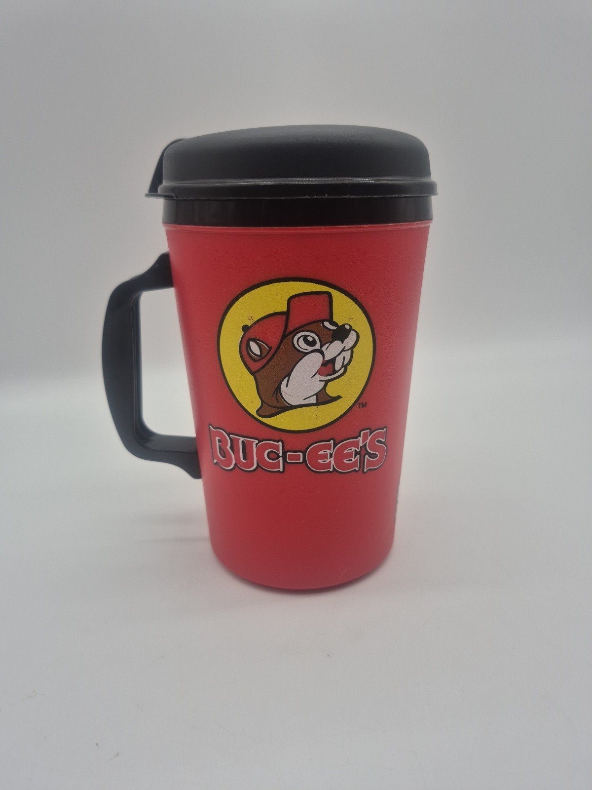Buc-ee’s Thermo-Serv 34 oz Red Travel Mug Bucees Beaver Insulated Refillable Cup