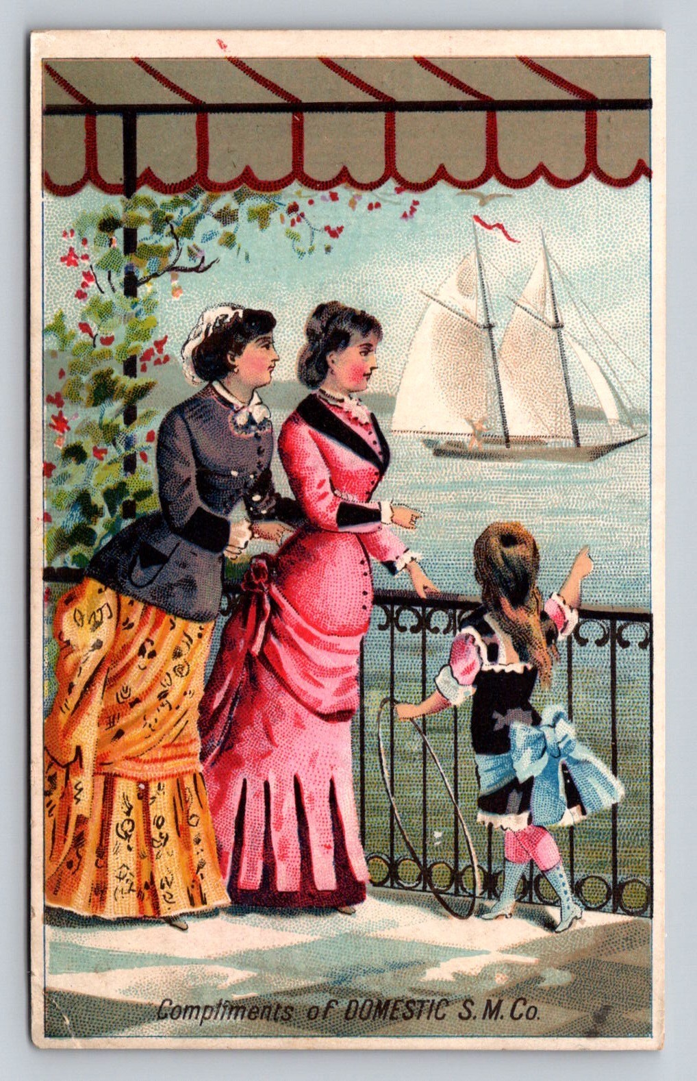 Women Girl Sailing Ship Light Running Domestic Sewing Machine Trade Card P913