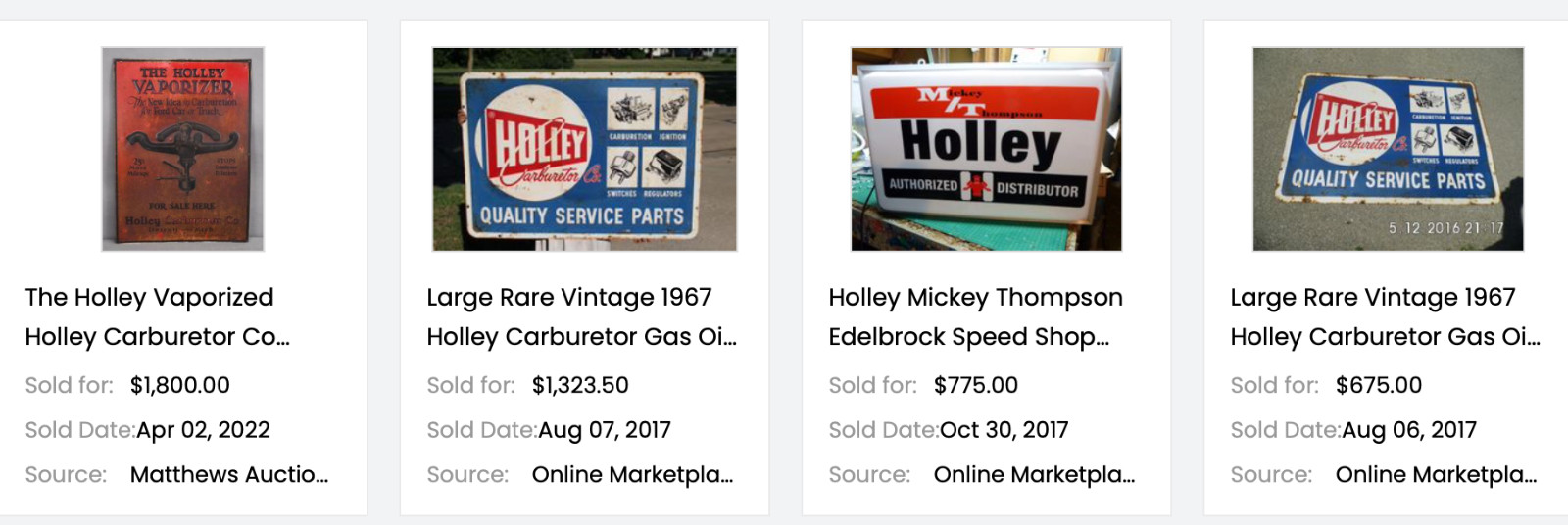 VINTAGE HOLLEY CARBURETOR CAR & TRUCK IGNITION PARTS 12″ METAL GASOLINE OIL SIGN