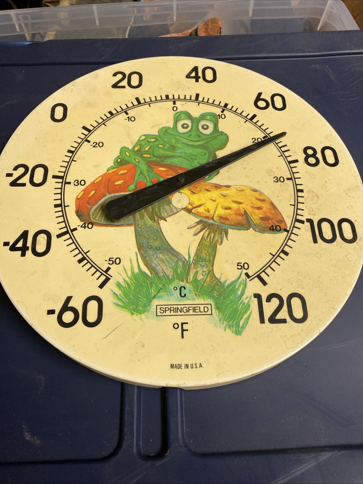 The Original Jumbo Dial Frog Thermometer Springfield USA made No Case 12 Inch