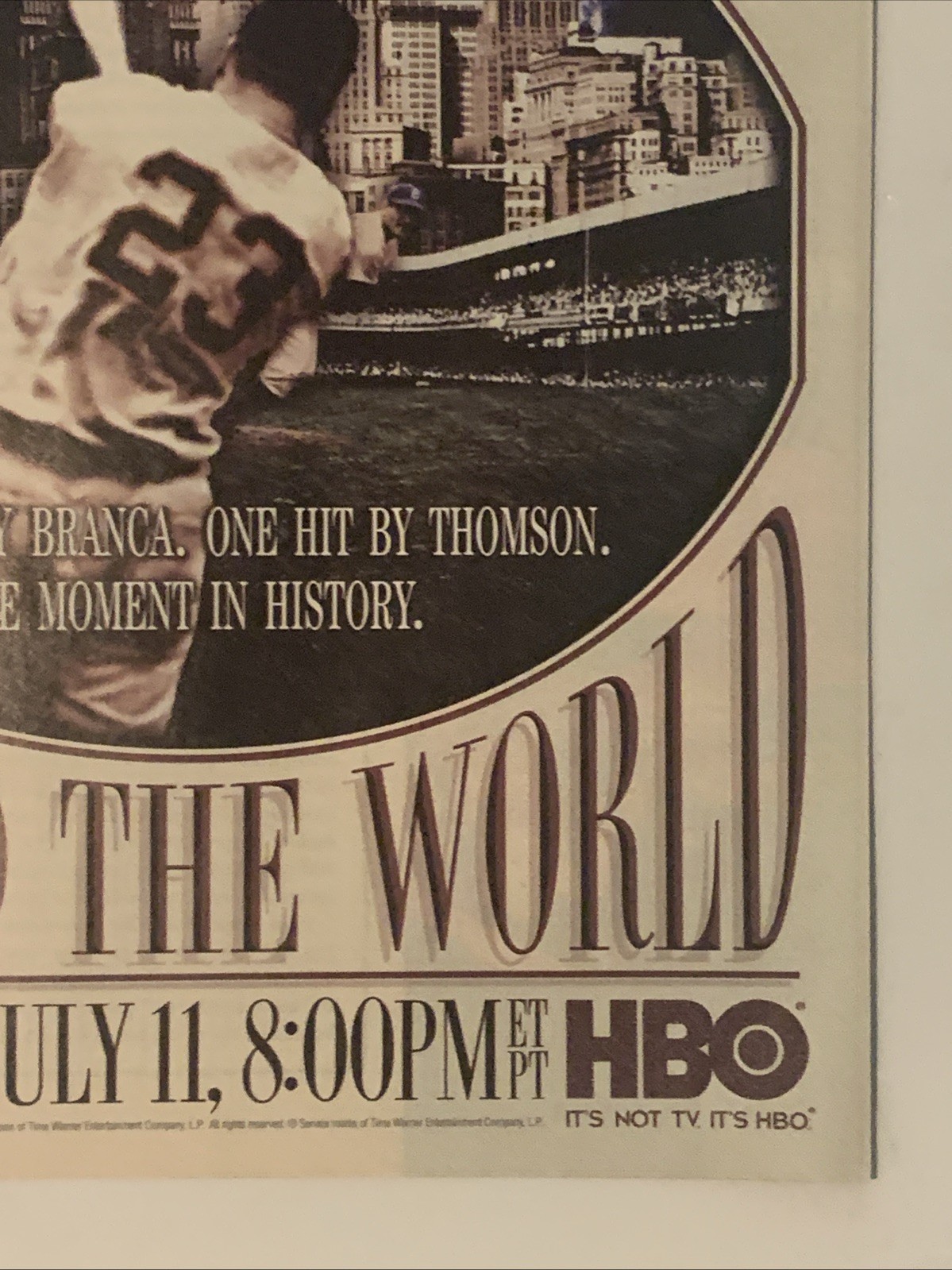 2001 HBO Shot Heard ‘Round The World PRINT AD Bobby Thompson VTG 2000s TV Promo