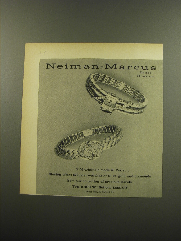 1959 Neiman-Marcus Bracelet Watches Advertisement