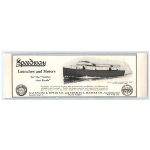 1915 Print Ad Gas Engine & Power Seabury Speedway Launches & Motors Boat People!