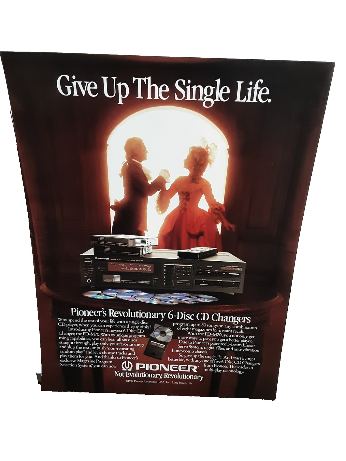 1987 Pioneer CD Changer Print Ad Vintage Stereo Audio Equipment Music System