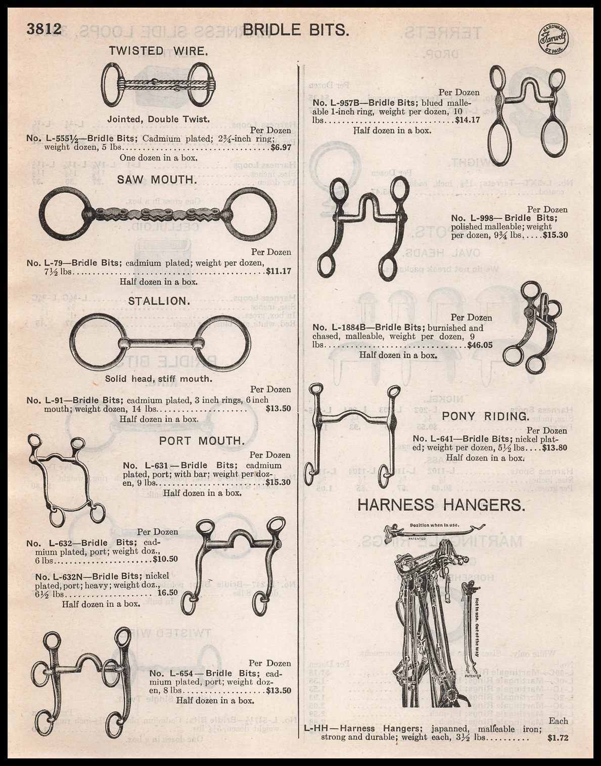 1948 Horse Tack Bridle Bits Saw Port Mouth Harness Hangers Vintage Print Ad