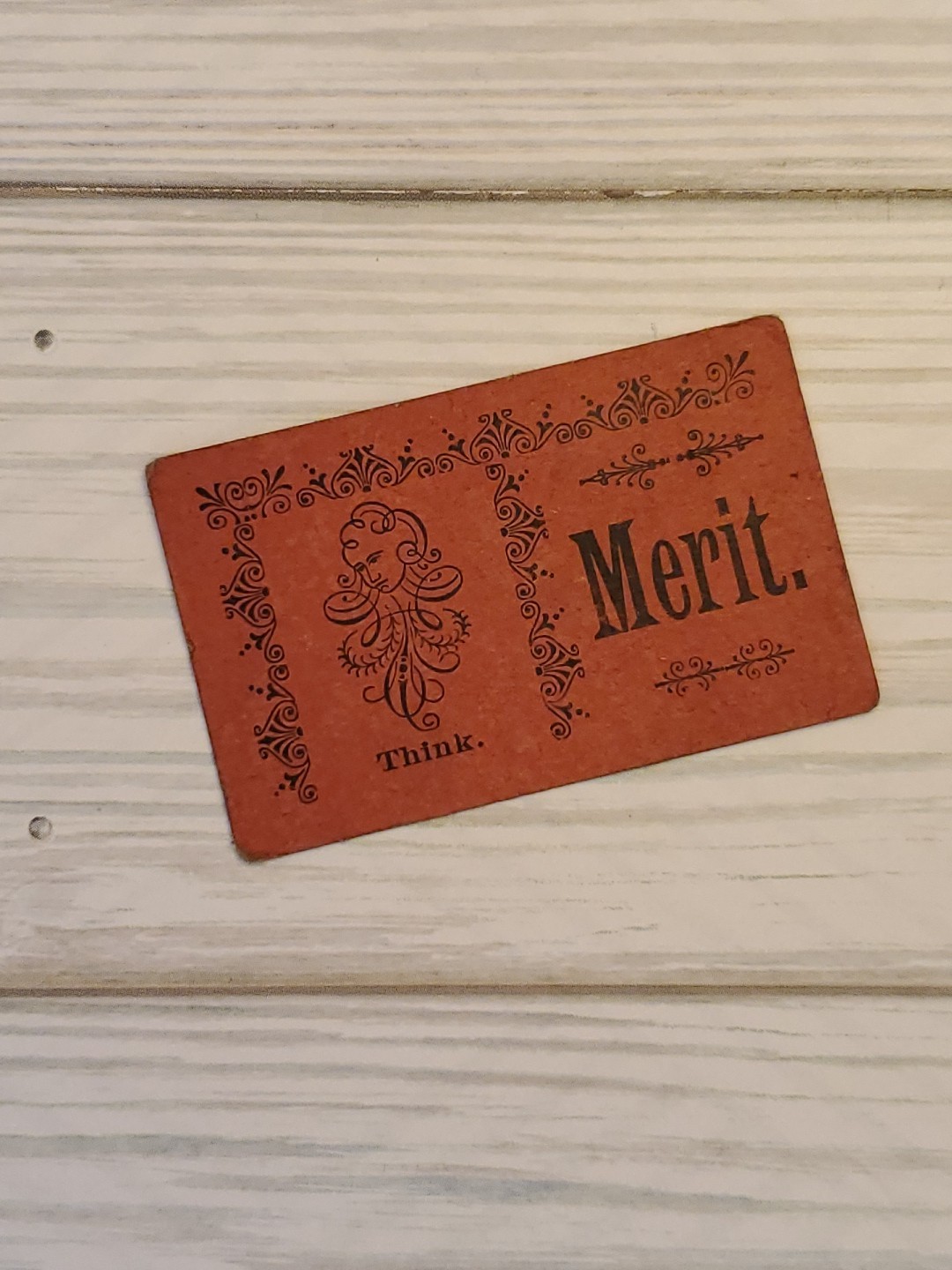 Victorian 1880s REWARD OF MERIT CARD TEACHER SCHOOL CRAFTS 2.25″x1.5″ Awesome K