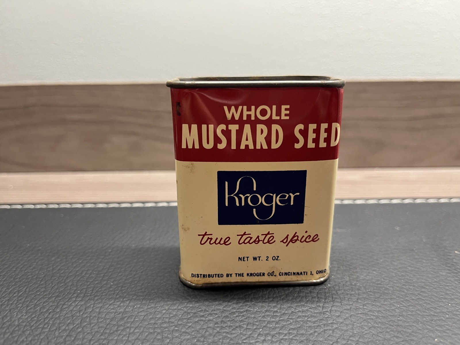 VINTAGE SPICE TIN KROGER MUSTARD SEED