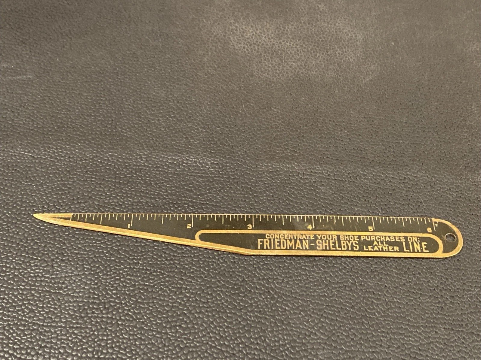 Old VTG FRIEDMAN-SHELBYS All Leather Line Shoes Boots Brass Letter Opener Ruler