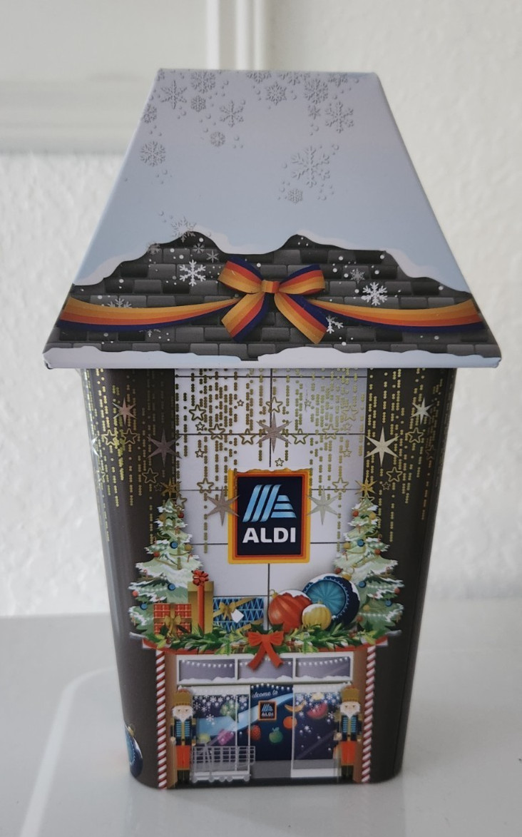 NEW – Aldi Holiday Candy Gummies Tin Store Collectible Christmas House 2025