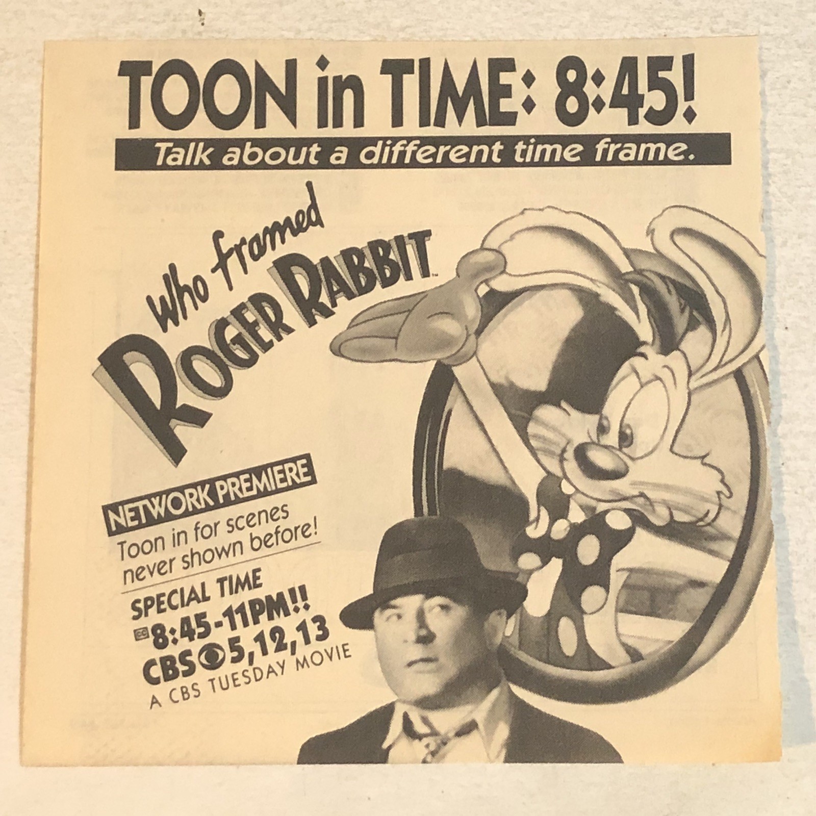 Who Framed Roger Rabbit Movie Vtg Print Ad Bob Hoskins TPA19