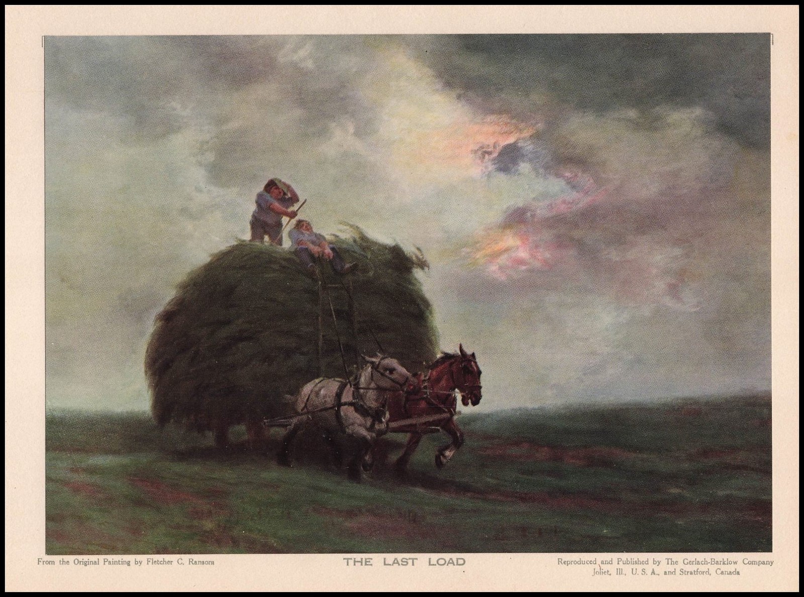 1922 The Last Load Painted Art By Fletcher C Ransom Gerlach Barklow Co. Print Ad
