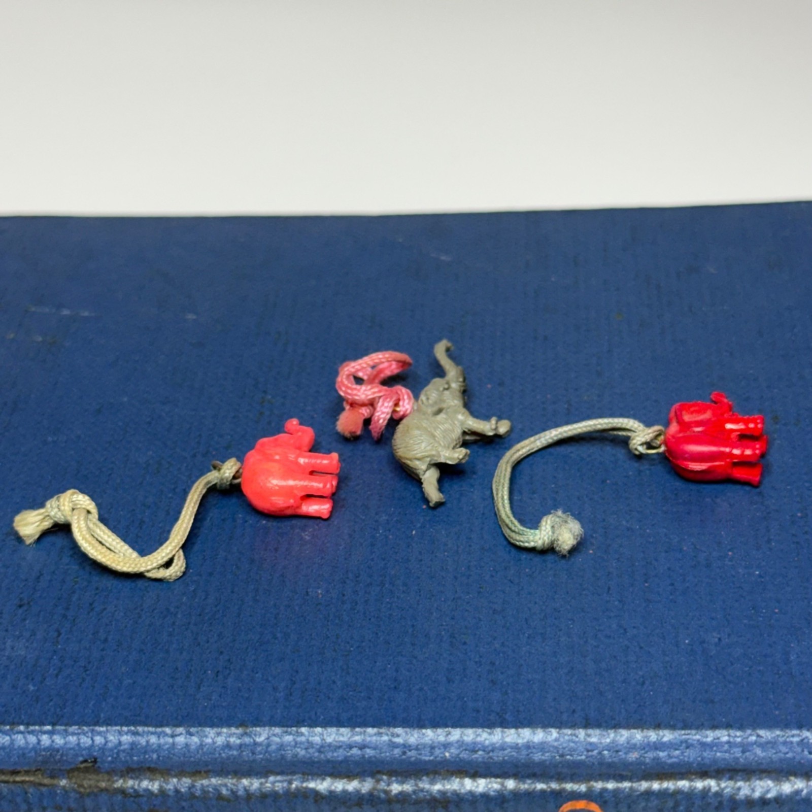 Lot of 3 Vintage Miniature Lucky Elephant Celluloid Cracker Jack Charms Prizes