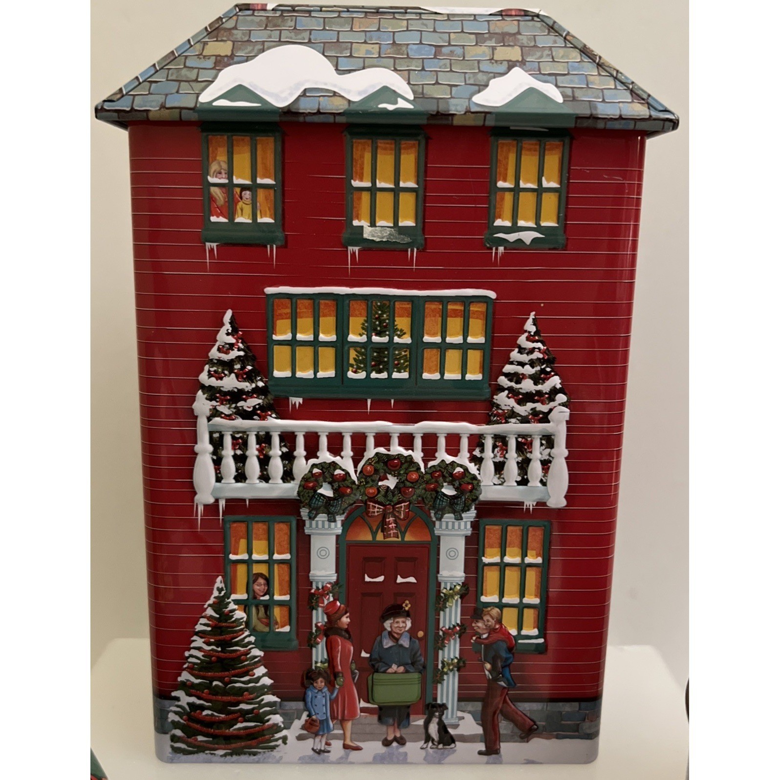 Christmas Tins Lot Of 3 Harry London Village Tin House Pup-Peroni Santa
