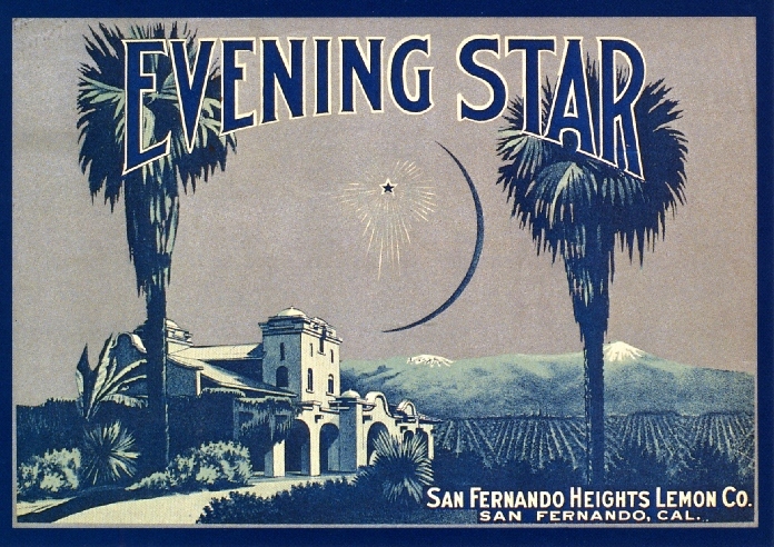 San Fernando California Evening Star Lemon Citrus Fruit Crate Label Art Print