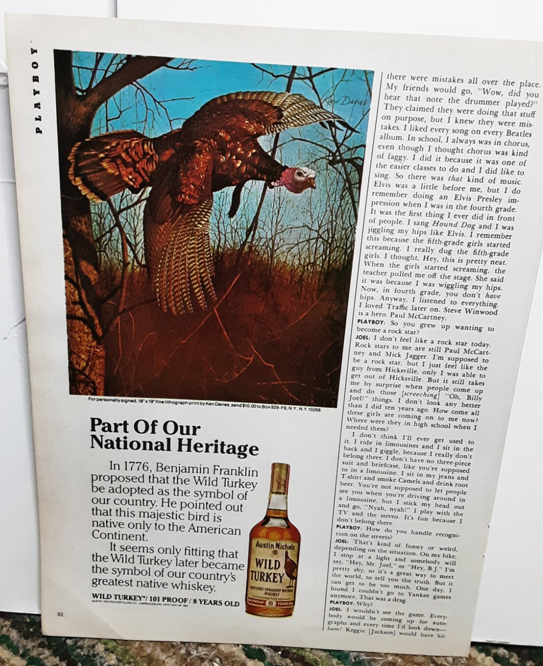 1982 Wild Turkey Bourbon National Heritage Original Print Ad 80s