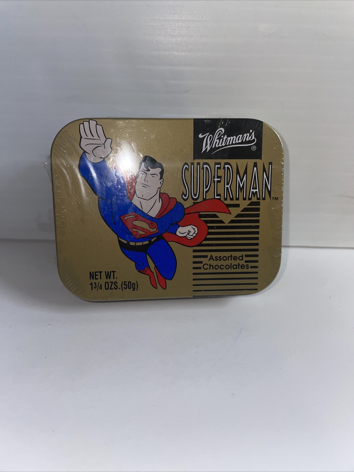 Vintage Whitman’s Chocolate DC Comics Superman Collectible Tin SEALED