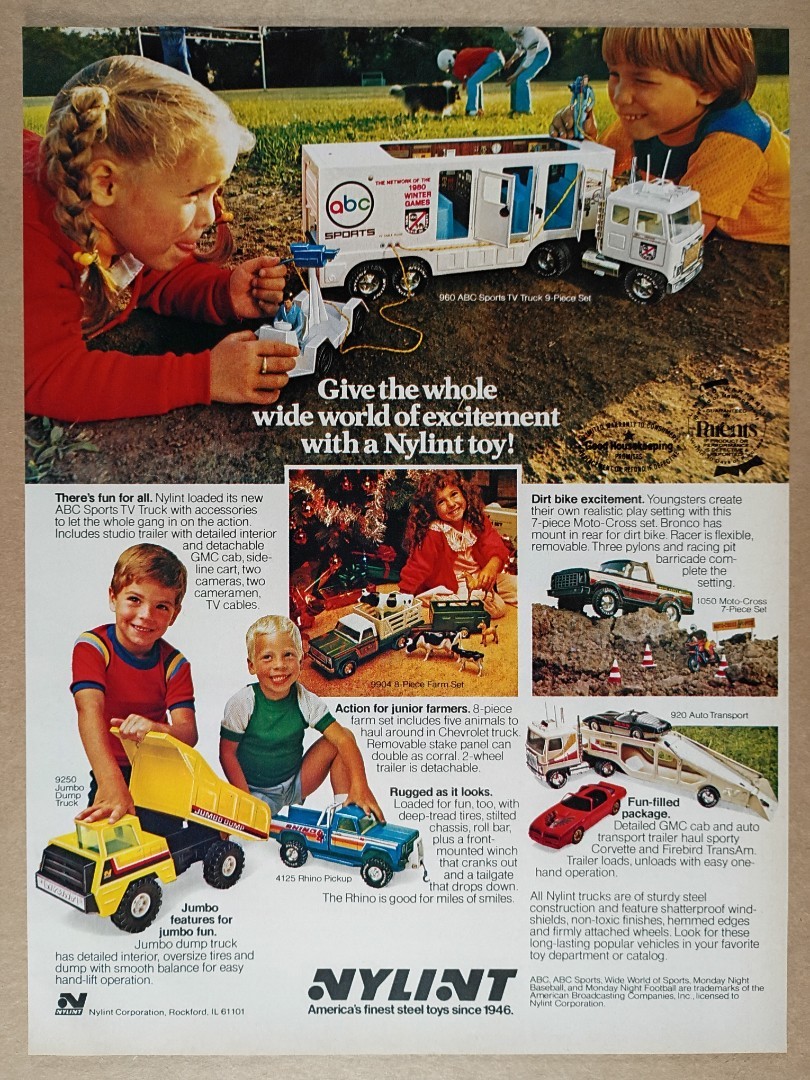 1979 Nylint Toys ABC Sports Truck Moto-Cross Auto Transport vintage print Ad