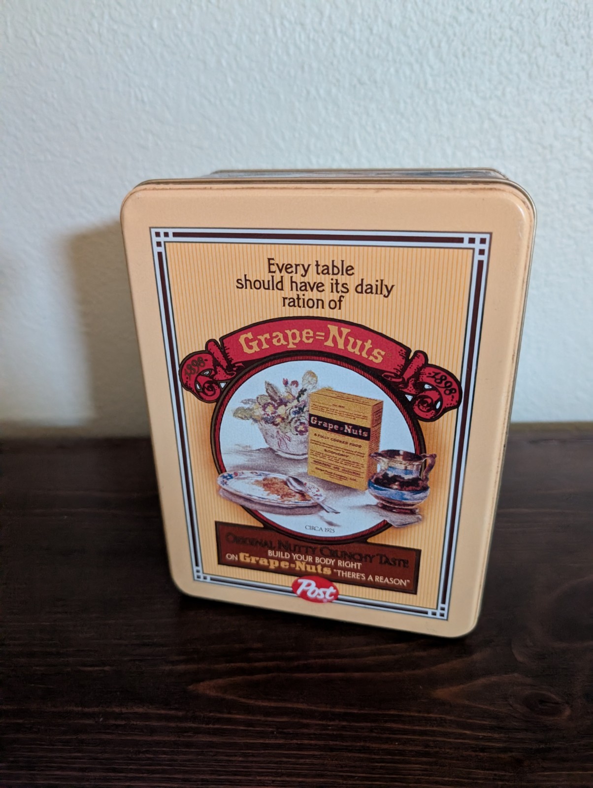 Vtg Replica Grape Nuts Post Cereal Tin Collectible Canister Box