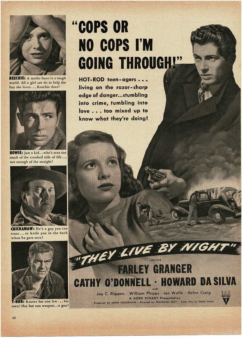 THEY LIVE BY NIGHT Farley Granger Cathy O’Donnell 1949 Vintage Movie Print Ad