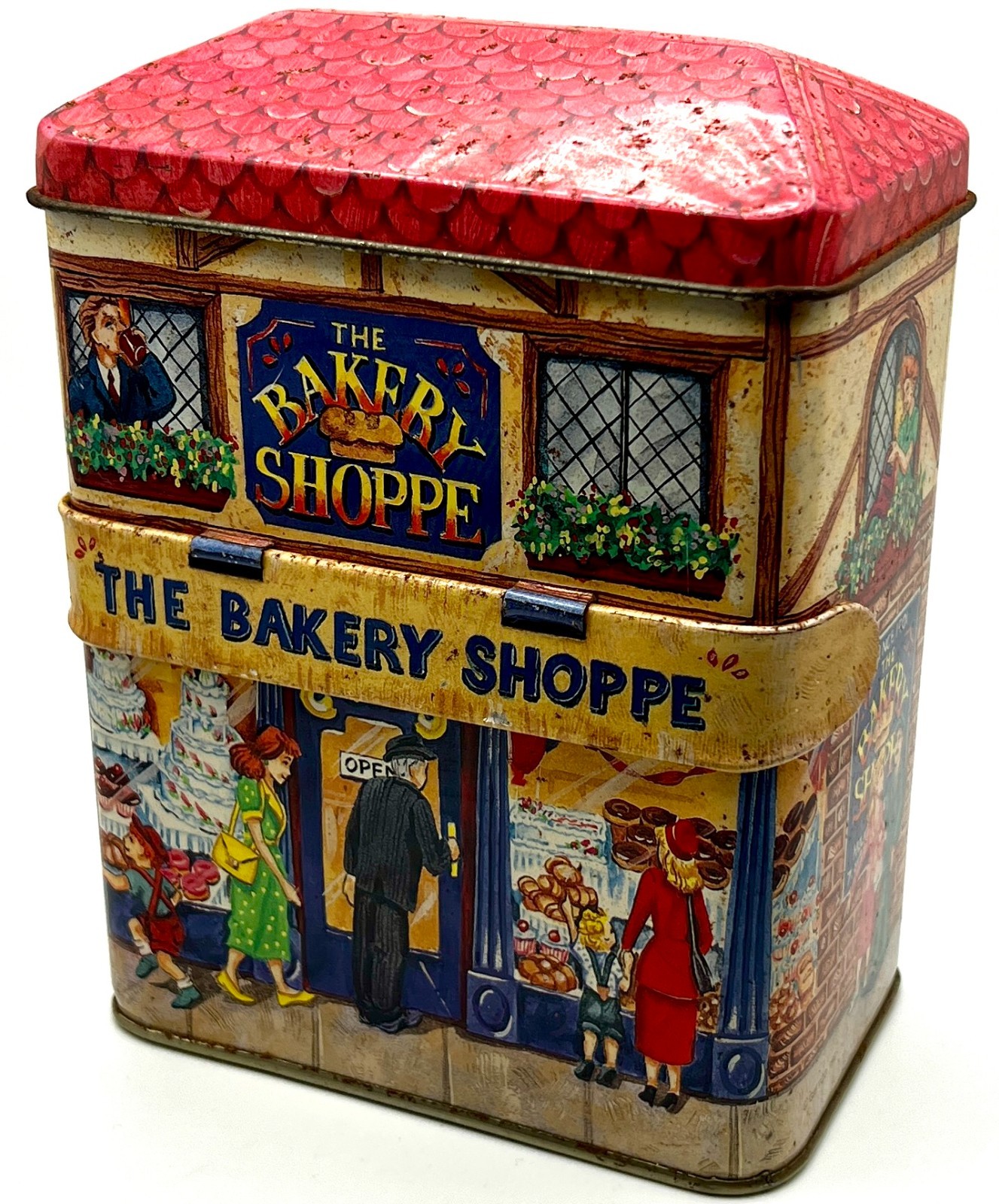 The Bakery Shoppe EMPTY Collectable Tin Container Display Vintage Antique Giftco