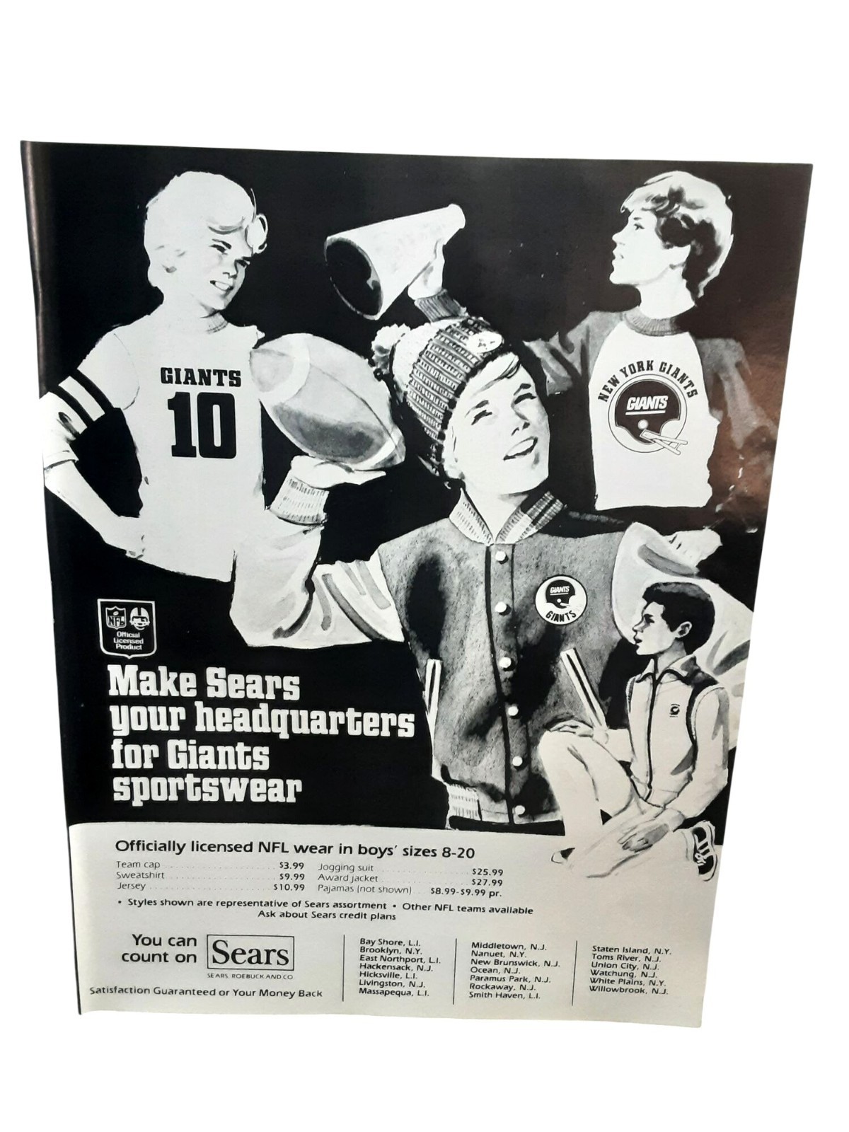 1981 Sears New York Giants NFL Sportswear Vintage Print Ad Kids